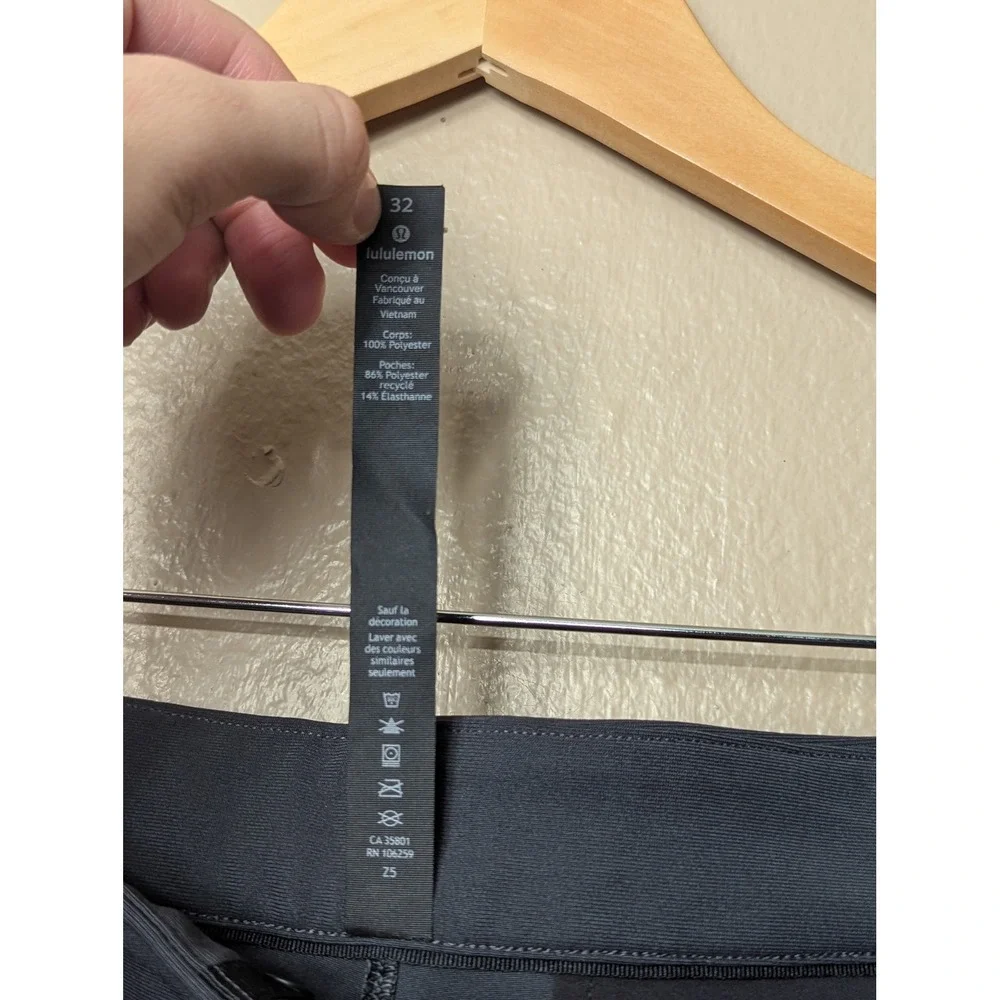 Lululemon Commission Pant Slim Mens 32 Dark Grey Tech Commuter Golf Trousers